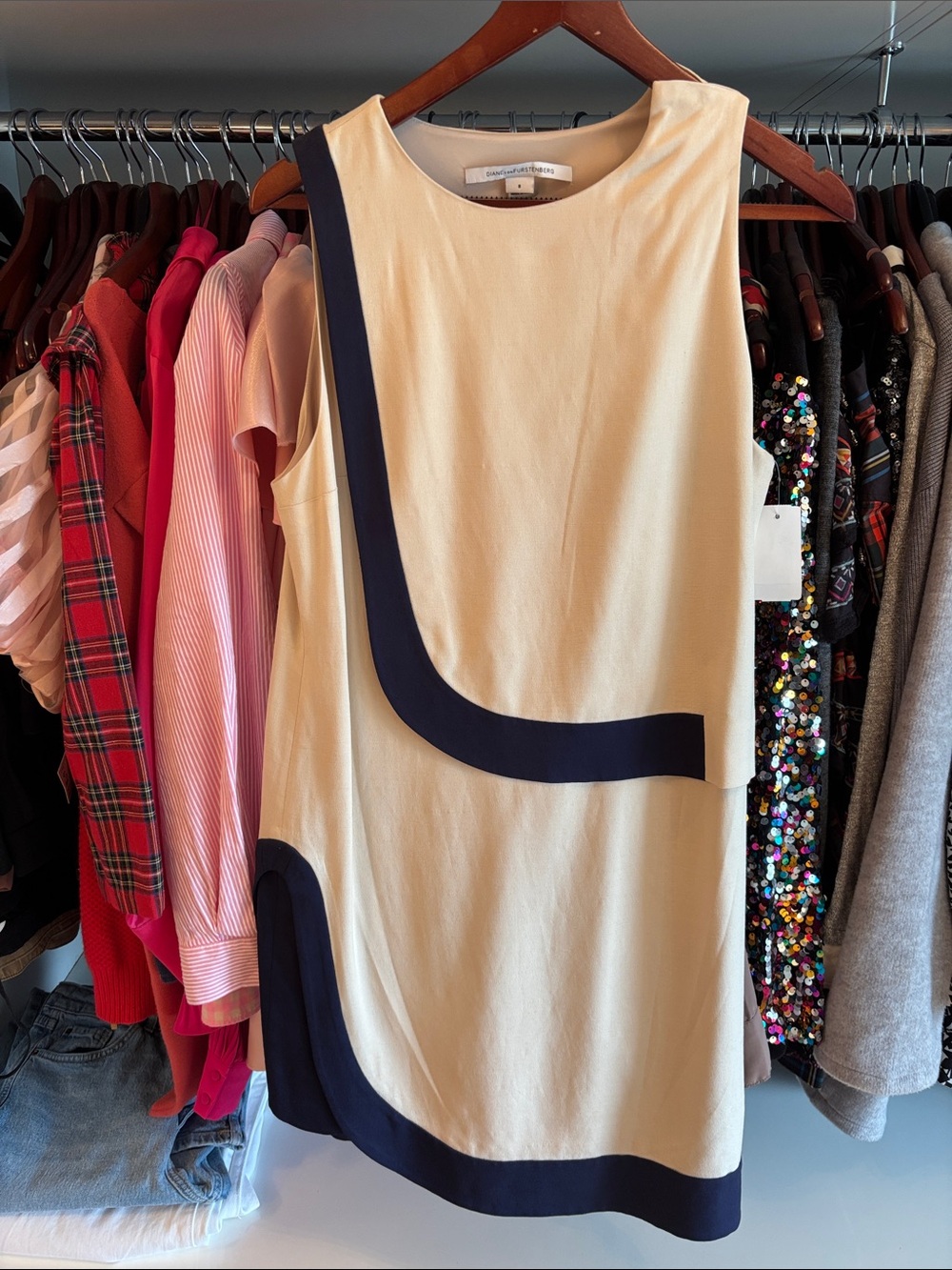 Diane Von Furstenberg Pink and Cream Dress Panel